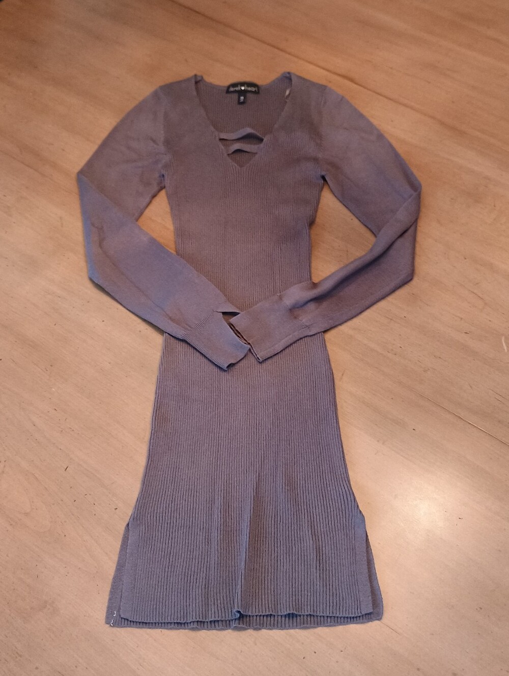Derek Heart Taupe Ribbed Long Sleeve Knit Dress